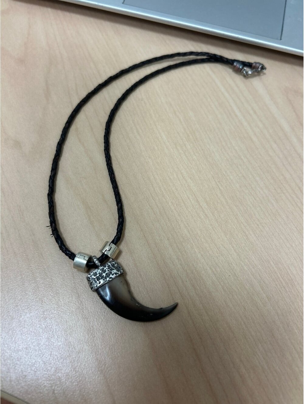Native American Themed Real Bear Claw Pendant with Sterling Silver Beads